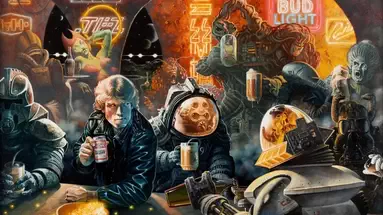 Peinture promotionnelle pour la Budweiser Light réalisée par Gary Ruddell