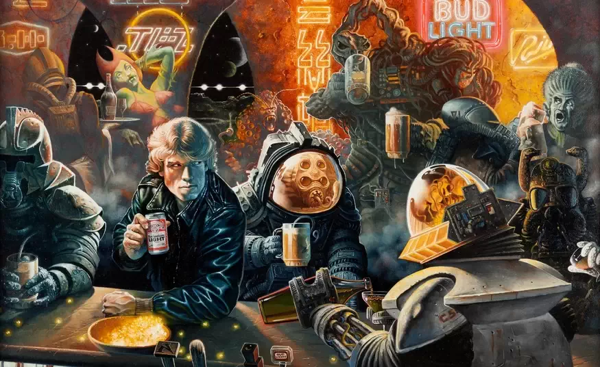Peinture promotionnelle pour la Budweiser Light réalisée par Gary Ruddell