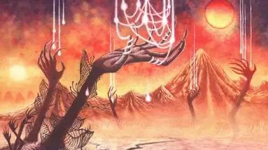 Illustration de The Art of Asty pour la couverture de l'album Yearning: Promethean Fates Sealed par Fleshvessel