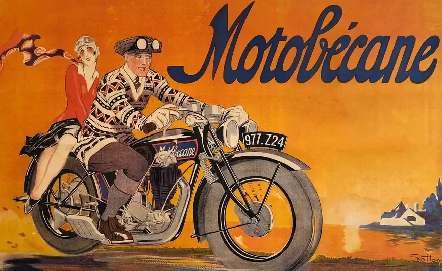 Affiche publicitaire pour Motobécane réalisée par Géo Ham