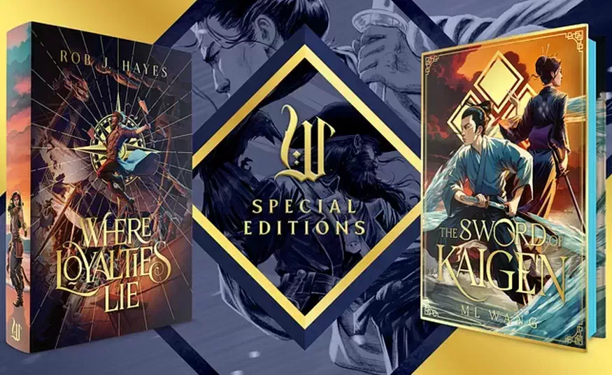 Les couvertures des livres, Where Loyalties Lie de Rob J. Hayes et The Sword of Kaigen de M.L. Wang réalisées par Tom Jilesen