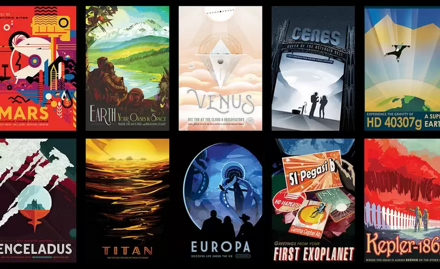 Les affiches de la série Visions of the Future réalisée par la NASA et le JPL